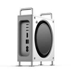 The Zeera Macforge case for the M4 Mac Mini is designed like a Mac Pro. (Image source: Zeera)