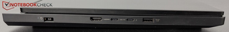 Left: Power, HDMI, USB-C with TB 4 (DP), USB-C (10 Gbps, PD 65-100W, DP), USB-A (10 Gbps, Always On)