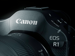 A close up of the Canon EOS R1. 