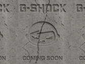 The teaser clip (pictured) showcases cracked cement with both brand logos carved into the surface, followed by the words "Coming Soon." (Image source: G-Shock UK)