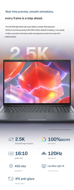 Display specs of the ZBook X 16 G2ig laptop (machine translated)