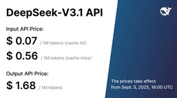 Corporate users who access DeepSeek-V3.1 through the API will find a simplified pricing structure that takes into account the AI's hybrid nature. (Image source: DeepSeek)