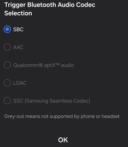 Available Bluetooth audio codecs