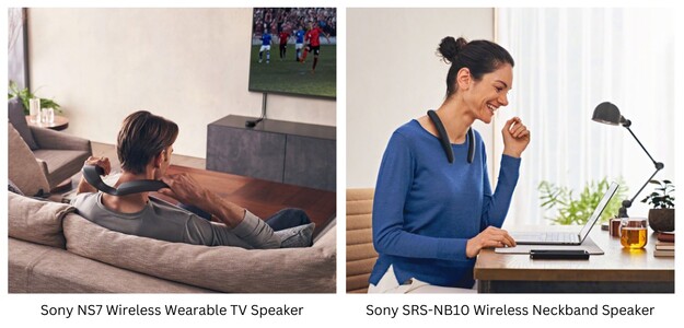 Sony positions its wearable speakers for movies, TV and work-from-home rather than gaming (Image Source: Sony - edited)