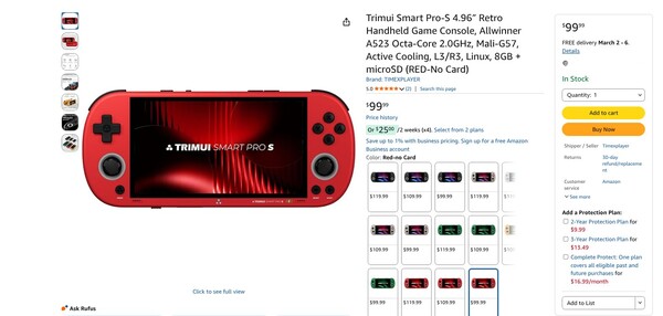 The TrimUI Smart Pro S is available on Amazon with no markup.
