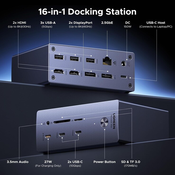 Ugreen markets it as a 16-in-1 dock, but it features 15 ports of connectivity