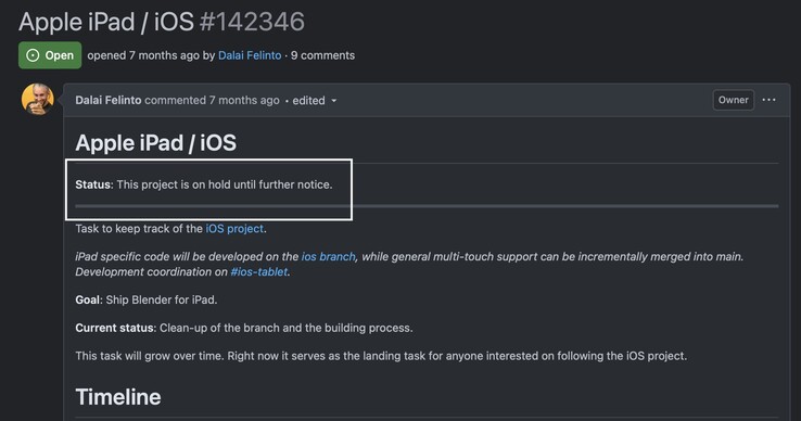 Blender has stated that the iPad project is now on hold.