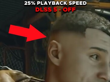 Same Starfield character with hair texture in original DLSS off footage.