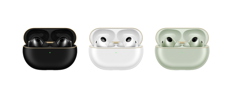 The FreeBuds Pro 4 will come in white and green as well as black. (Source: Huawei)