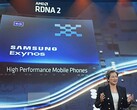AMD mRDNA 2 in upcoming Samsung Exynos apparently beats the latest Mali GPU even under throttling. (Image Source: AMD Computex 2021 keynote)