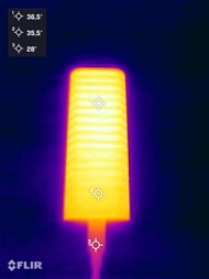 Heat buildup during the stress test (top side)