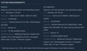Control system requirements. (Image source: Steam)