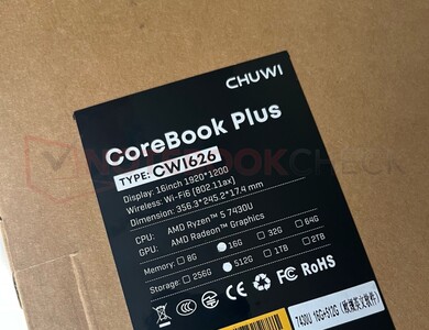 Even the packaging of the Chuwi CoreBook Plus advertises the Ryzen 5 7430U ...