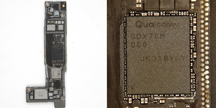 iFixit isolates the iPhone 15 series' X70 modem. (Source: Shahram Mokhtari via Twitter/X)