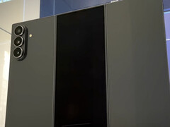 The Galaxy Z TriFold shown from the rear. (Image source: SBS Korea via Omokgyo Electronics Mall - edited)