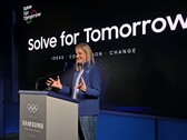 IOC President Kirsty Coventry delivers remarks at the Samsung Solve for Tomorrow Global Ambassador Appointment Ceremony