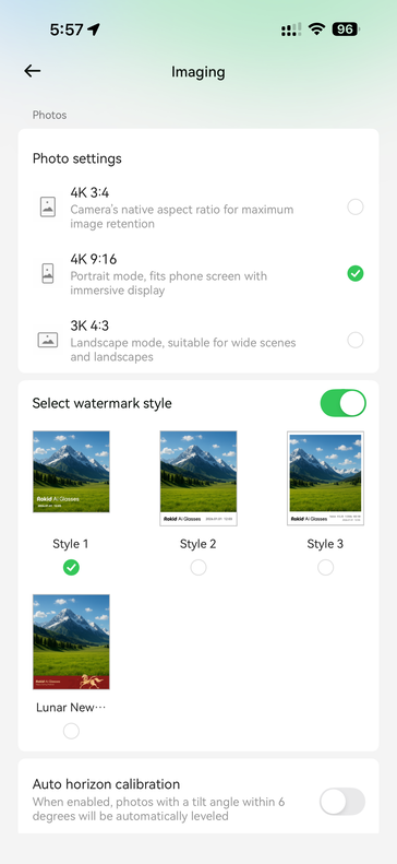 Image settings on the Hi Rokid app