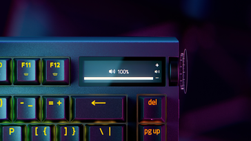 The 2-inch OLED display alongside the media dial on the Razer BlackWidow V4 Pro. (Image source: Razer)
