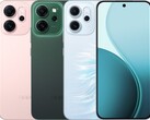 The Oppo Reno14 F ships with glossy pink, luminous green, and opal green color options (Image source: Oppo)