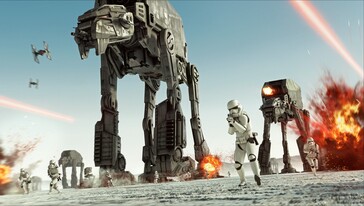 Stormtroopers and walkers in Star Wars Battlefront 2: Celebration Edition (Image source: Steam)