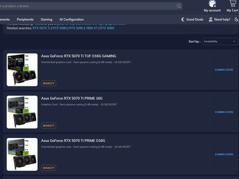 TopAchat RTX 5070 Ti listings (Image source: TopAChat)