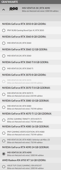 GPU options (source: Schenker)