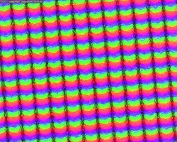 Slightly grainy, matte subpixel grid