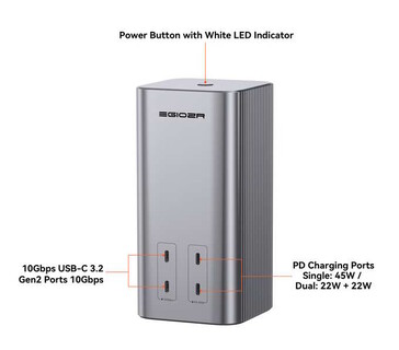 Four USB-C ports alone are located on the front. (Image source: Egiozr)