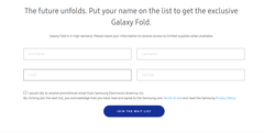 The Galaxy Fold&#039;s new sign-up sheet. (Source: Samsung)