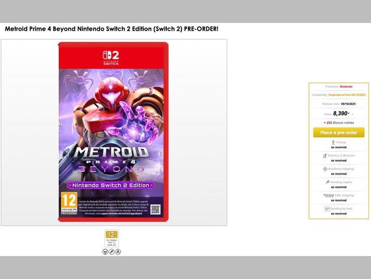 Metroid Prime 4: Beyond listing on Videoigr showing release date. (Image source: Videoigr)