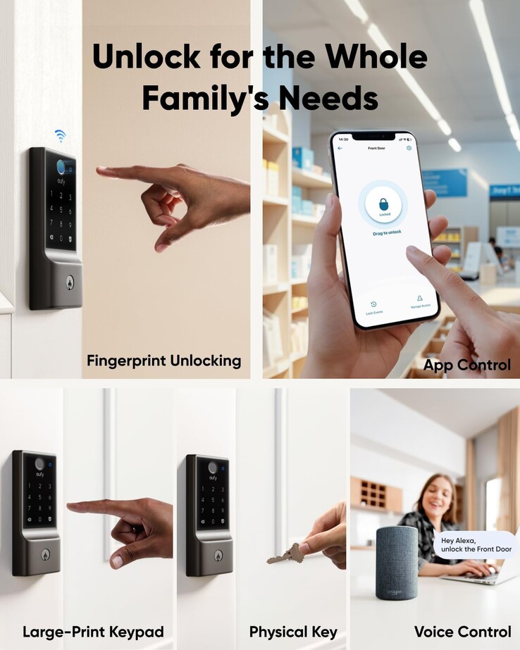 The new eufy Smart Locks could offer palm recognition, as well as other ways to unlock your door as seen on the Smart Lock E30 (above). (Image source: eufy)