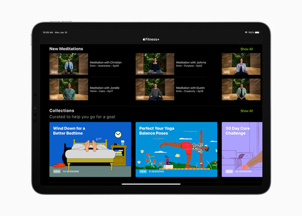 Fitness+ Collections on an iPad. (Image source: Apple)