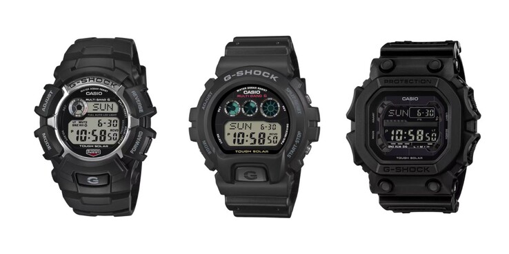 From left to right: the Casio G-Shock GW2310U-1, GW6900U-1 and GX56UBB-1 watches