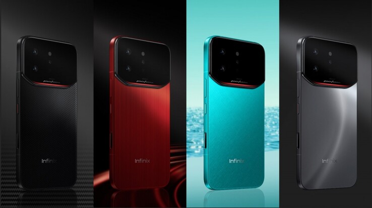 The Infinix Note 60 Ultra comes in Torino Black, Monza Red, Amalfi Blue, and Roma Silver colorways