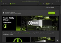 Nvidia GeForce Game Ready Driver 536.40 notification in GeForce Experience (Source: Own)