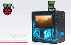 Pironman 5 Pro Max tower PC with a 4.3-inch touchscreen, camera support, and dual stereo speakers
