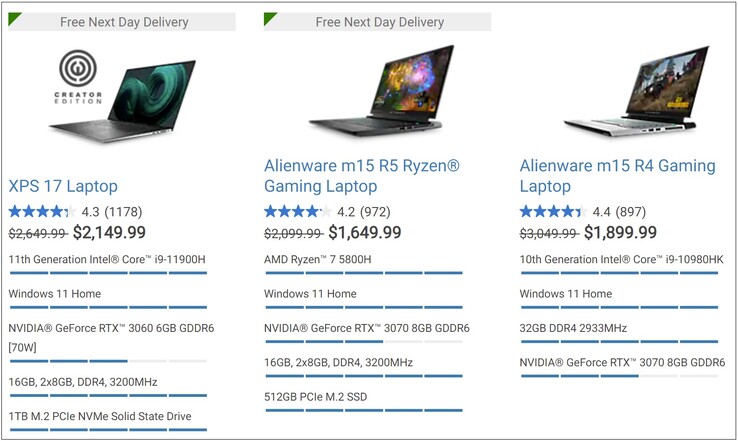 Deals on RTX 30-series laptops from Dell. (Image source: Dell)