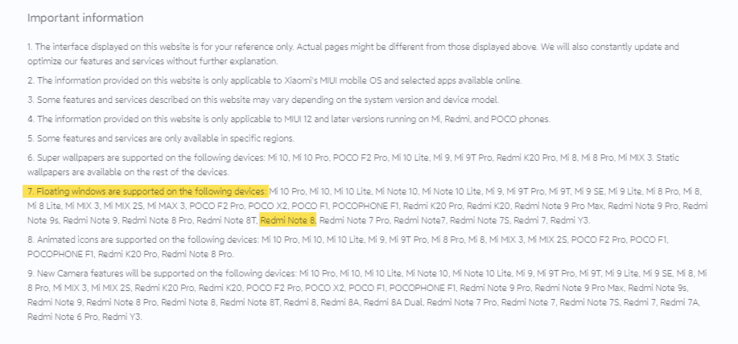 The Redmi Note 8 should support floating windows in MIUI 12. (Image source: Xiaomi)