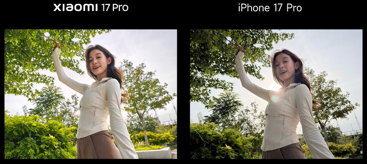 Early camera comparison of Xiaomi 17 Pro and iPhone 17 Pro (Image source: Lu Weibing)