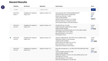 Intel Meteor Lake Core Ultra 7 1003H and Core i7-8665U on PugetBench Lightroom Classic. (Source: PugetBench)