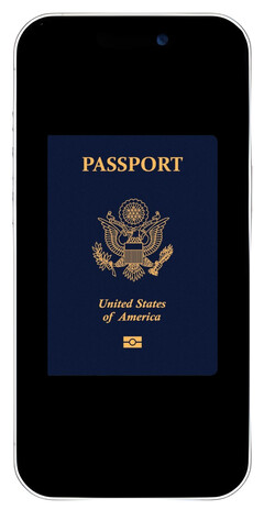 A picture of a United States passport on an iPhone 17's screen.