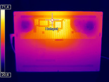 Bottom case surface temperatures under load (Optris PI 640)