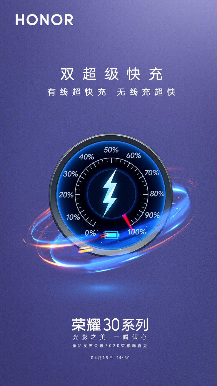 A new leaked poster allegedly hypes the Honor 30 and its charging rate. (Source: Weibo via IndiaShopps)