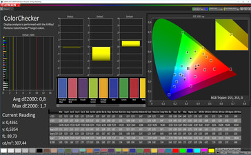 CalMAN: Colour Accuracy – DCI P3 target colour space, custom colour settings