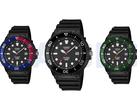 From left to right, pictured: Casio MRW-240H-1E1JF, MRW-240H-1E2JF, and MRW-240H-1E3JF.