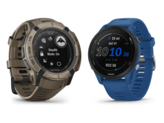 Pictured - Garmin Instinct 2X Solar in the Coyote Tan colorway (left) and the Garmin Forerunner 255 in Tidal Blue (right). (Image source: Garmin)