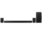 The kit includes the main soundbar, a wireless subwoofer, and two satellite speakers. (Image source: Samsung)