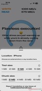 Diskio performance of the internal 128GB SSD iPhone 16 Pro