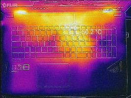 Thermal image of keyboard deck.