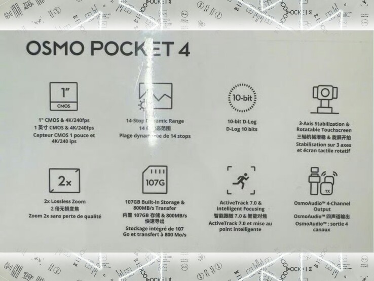 Another leaked image of the DJI Osmo Pocket 4's box now seems to confirm 4K/240fps video recording.